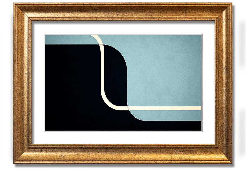 Framed Abstract Yin Yang print showcasing a modern design with contrasting colors, ready to hang on a wall.