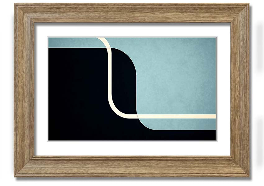 Framed Abstract Yin Yang print showcasing a modern design with contrasting colors, ready to hang on a wall.