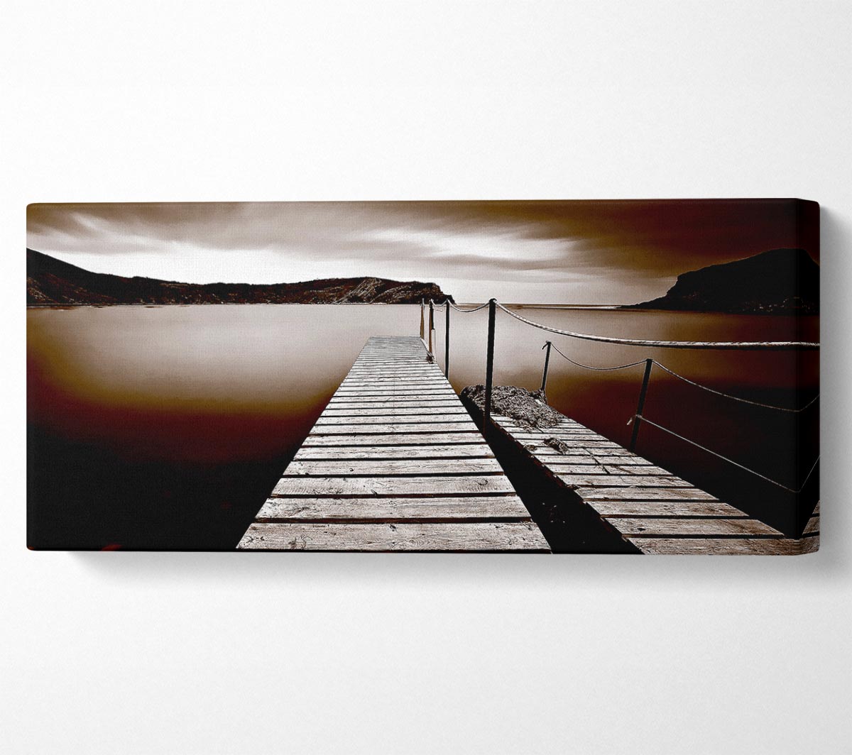 AbstractBrown Pier canvas art mounted on a 44mm box frame, showcasing rich brown tones and abstract design.