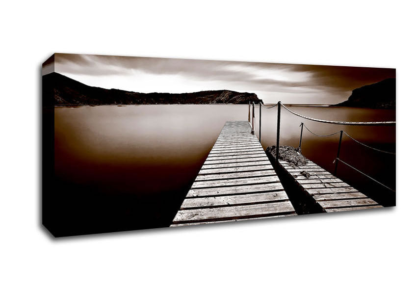 AbstractBrown Pier canvas art mounted on a 44mm box frame, showcasing rich brown tones and abstract design.