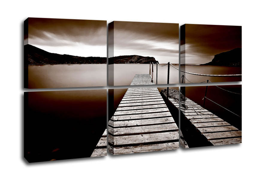 AbstractBrown Pier canvas art mounted on a 44mm box frame, showcasing a vibrant abstract design.