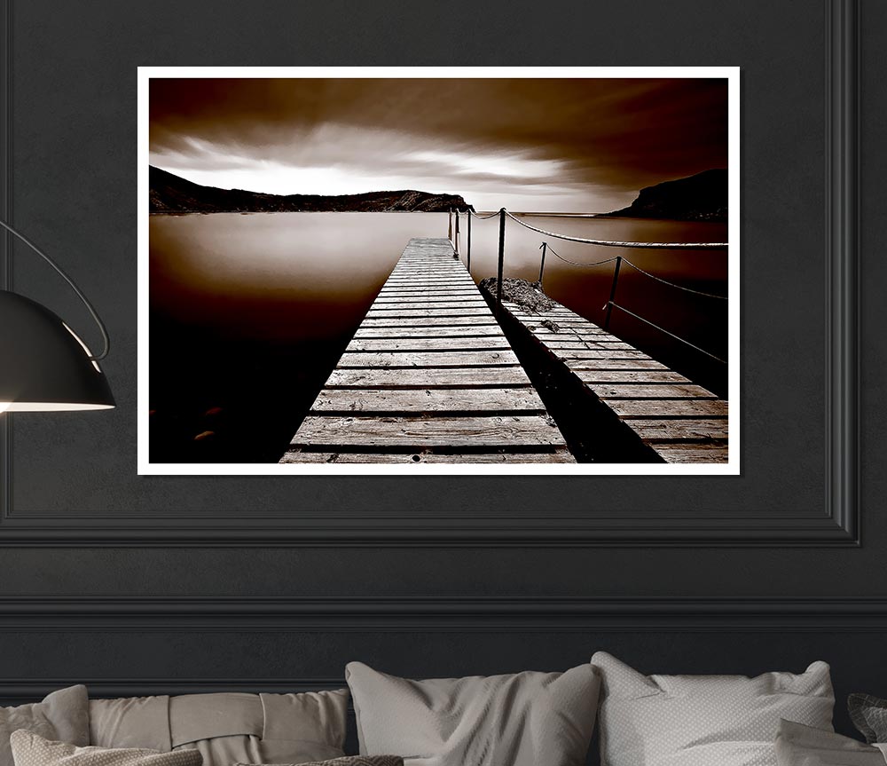 AbstractBrown Pier canvas poster showcasing a unique abstract design in warm brown tones, ready for display or framing.