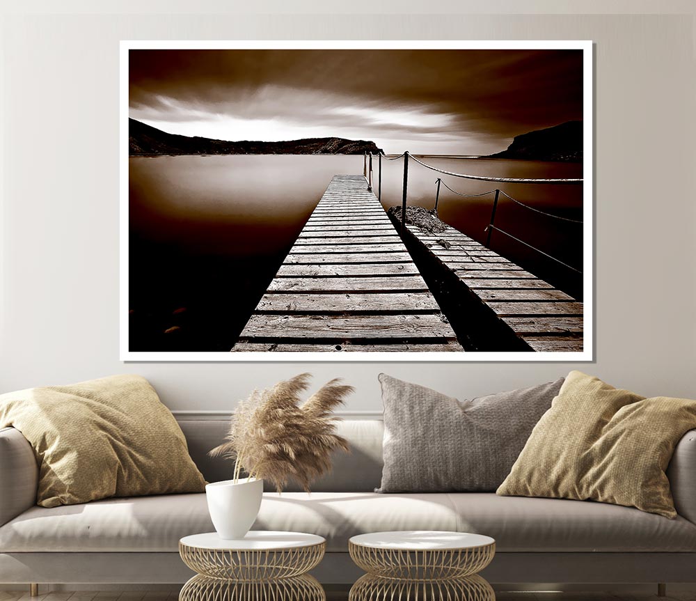 AbstractBrown Pier canvas poster showcasing a unique abstract design in warm brown tones, ready for display or framing.