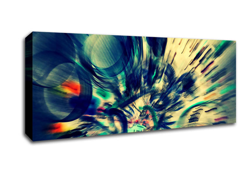 A vibrant abstract canvas art piece mounted on a sturdy 44mm box frame, ready to hang.