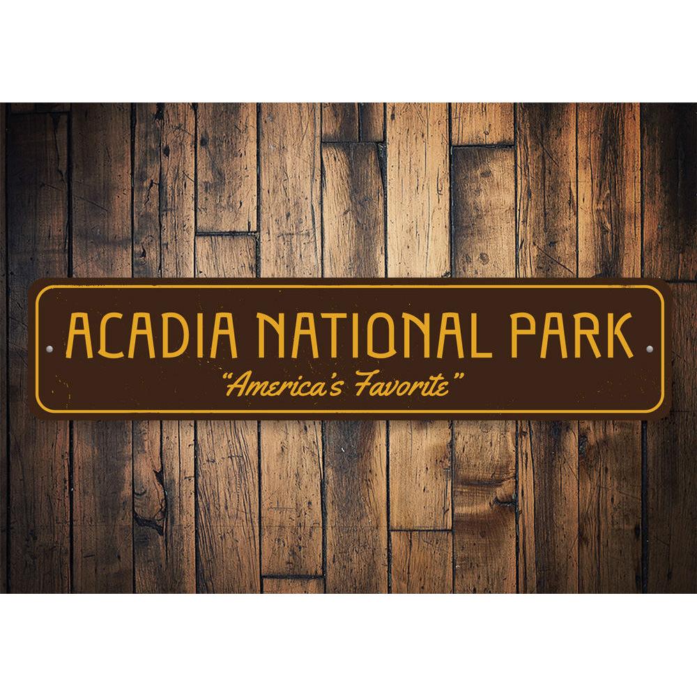 Acadia National Park Sign made of high-quality aluminum, featuring vibrant colors and detailed design, perfect for home decor.