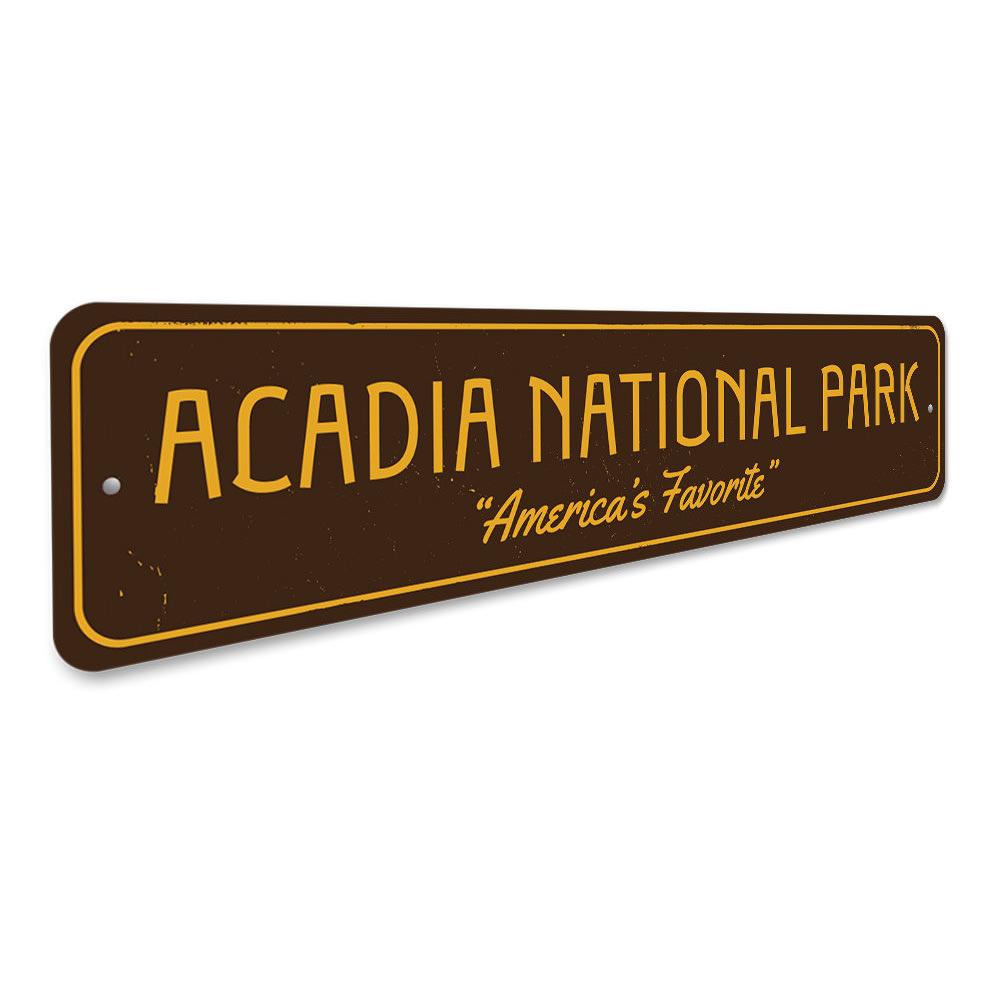 Acadia National Park Sign made of high-quality aluminum, featuring vibrant colors and detailed design, perfect for home decor.