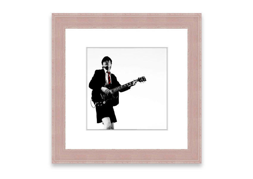 A beautifully framed print of an AC/DC guitar, showcasing vibrant colors and quality craftsmanship, ready to hang.