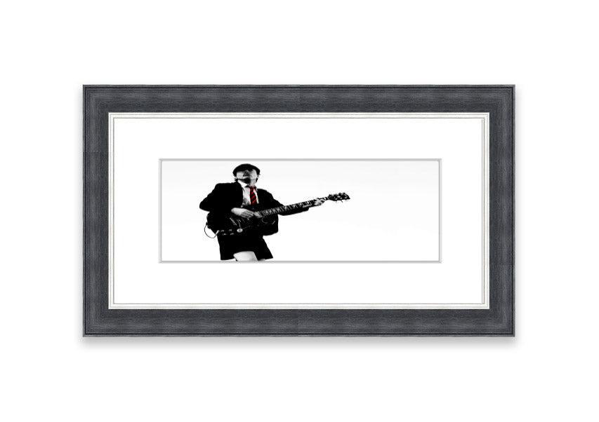 A beautifully framed print of an AC/DC guitar, showcasing vibrant colors and quality craftsmanship, ready to hang.