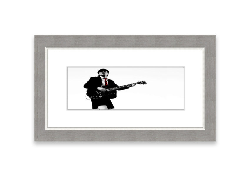 A beautifully framed print of an AC/DC guitar, showcasing vibrant colors and quality craftsmanship, ready to hang.