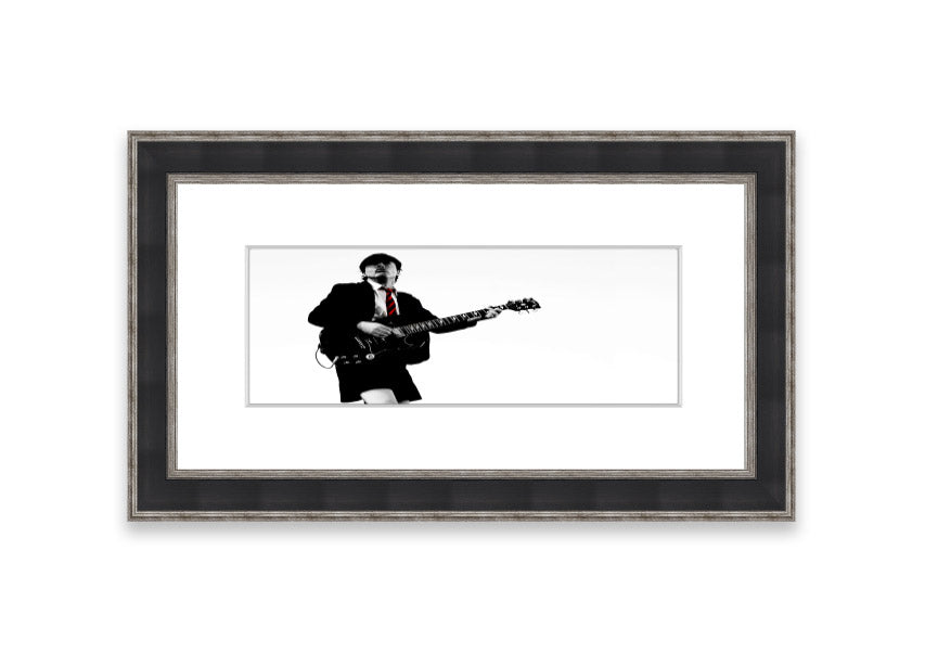 A beautifully framed print of an AC/DC guitar, showcasing vibrant colors and quality craftsmanship, ready to hang.