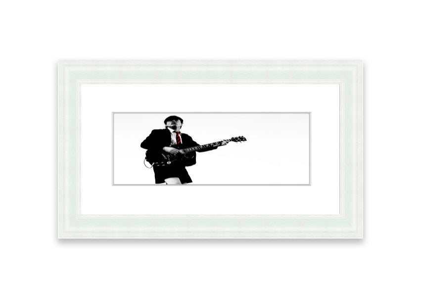 A beautifully framed print of an AC/DC guitar, showcasing vibrant colors and quality craftsmanship, ready to hang.