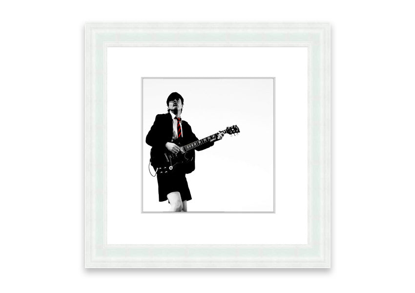 A beautifully framed print of an AC/DC guitar, showcasing vibrant colors and quality craftsmanship, ready to hang.