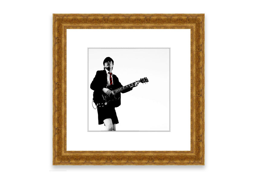 A beautifully framed print of an AC/DC guitar, showcasing vibrant colors and quality craftsmanship, ready to hang.