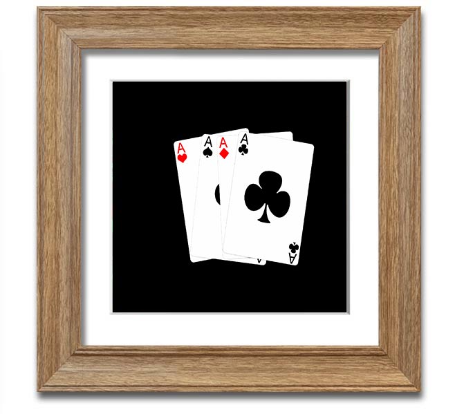 Aces High Square Framed Print showcasing a stylish design with multiple frame colour options, ready to hang.