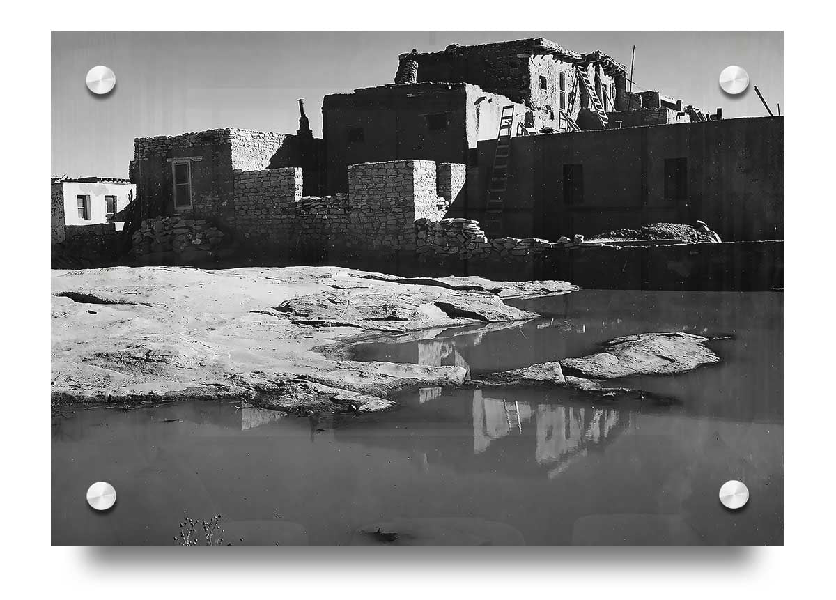 Acrylic print of Acoma Pueblo 3 by Ansel Adams, showcasing vibrant colors and stunning landscape details.