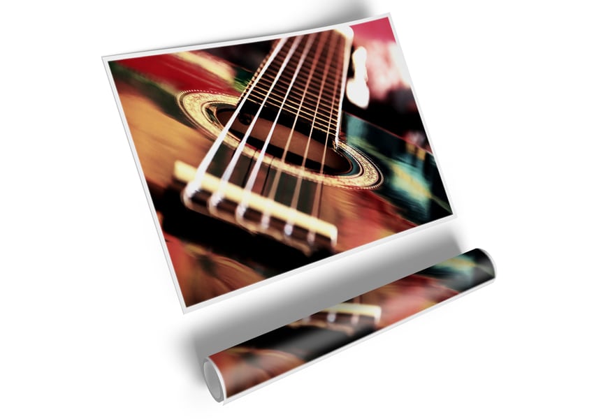 A vibrant Acoustic Guitar poster printed on high-quality canvas, showcasing intricate details and colors, ready for display or framing.