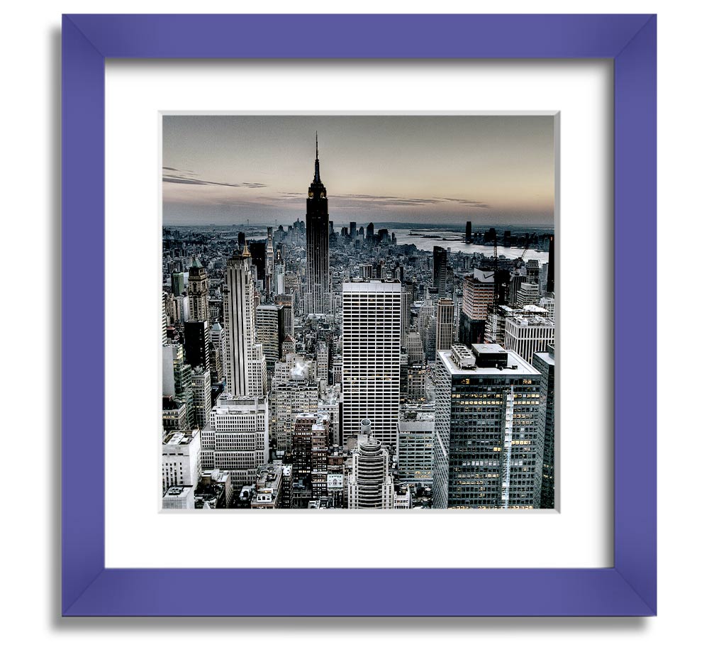 A beautifully framed print of New York City, showcasing vibrant colors and intricate details, ready to hang on the wall.