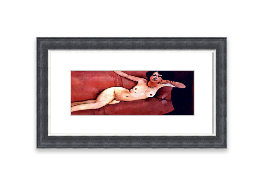 Framed print of 'Act On A Sofa' by Modigliani, showcasing elegant artwork with a stylish frame.