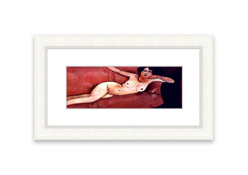 Framed print of 'Act On A Sofa' by Modigliani, showcasing elegant artwork with a stylish frame.