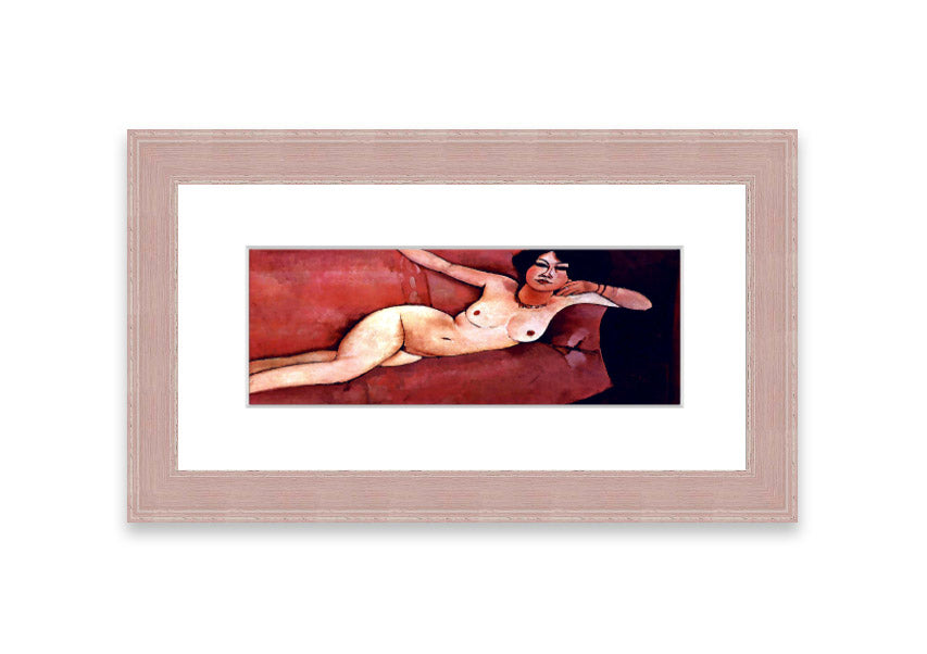 Framed print of 'Act On A Sofa' by Modigliani, showcasing elegant artwork with a stylish frame.