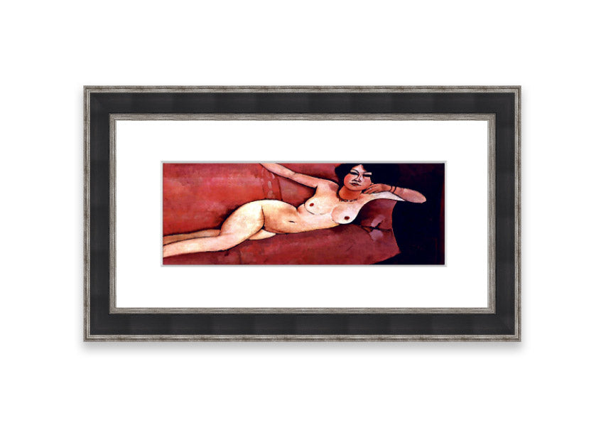 Framed print of 'Act On A Sofa' by Modigliani, showcasing elegant artwork with a stylish frame.