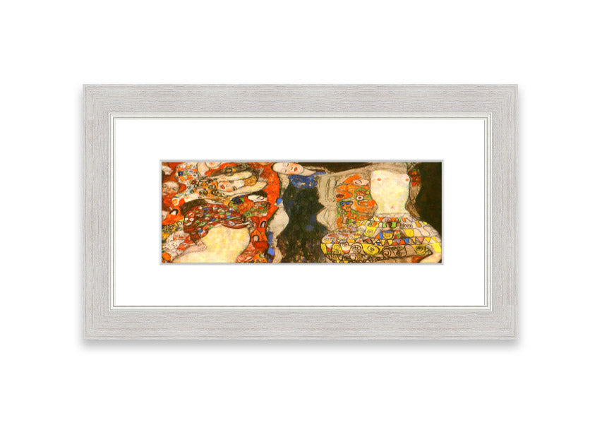 Framed print of Klimt's 'Adorn The Bride With Veil And Wreath', showcasing intricate details and vibrant colors.