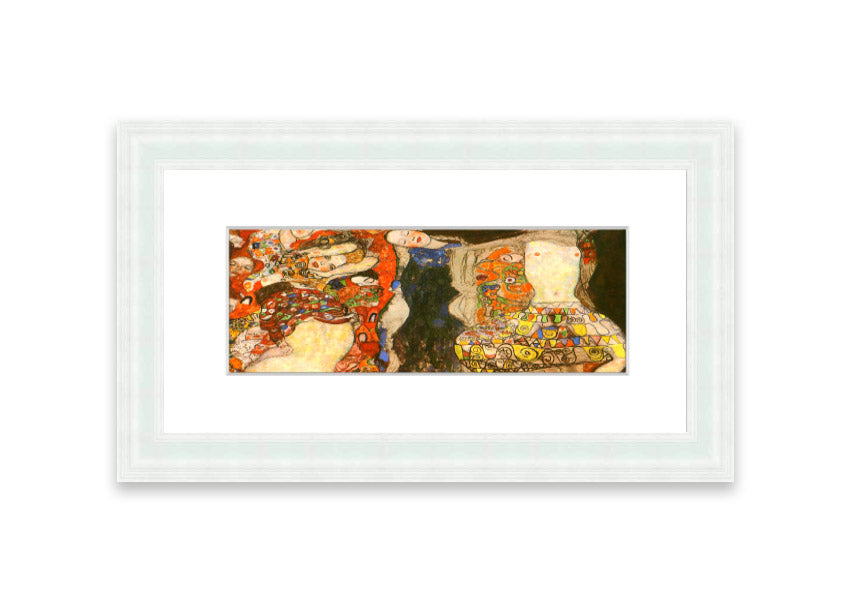 Framed print of Klimt's 'Adorn The Bride With Veil And Wreath', showcasing intricate details and vibrant colors.