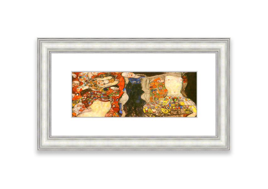 Framed print of Klimt's 'Adorn The Bride With Veil And Wreath', showcasing intricate details and vibrant colors.