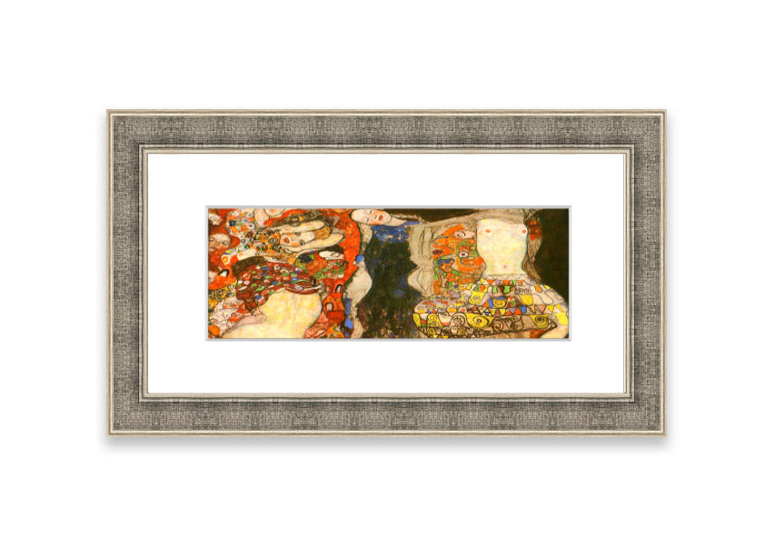 Framed print of Klimt's 'Adorn The Bride With Veil And Wreath', showcasing intricate details and vibrant colors.