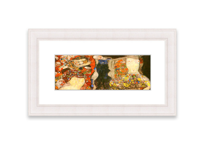 Framed print of Klimt's 'Adorn The Bride With Veil And Wreath', showcasing intricate details and vibrant colors.