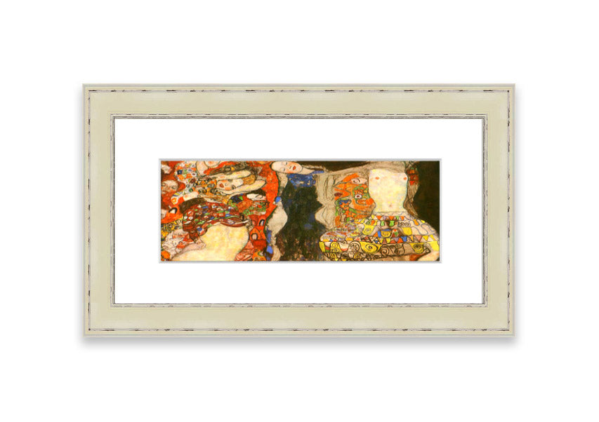 Framed print of Klimt's 'Adorn The Bride With Veil And Wreath', showcasing intricate details and vibrant colors.