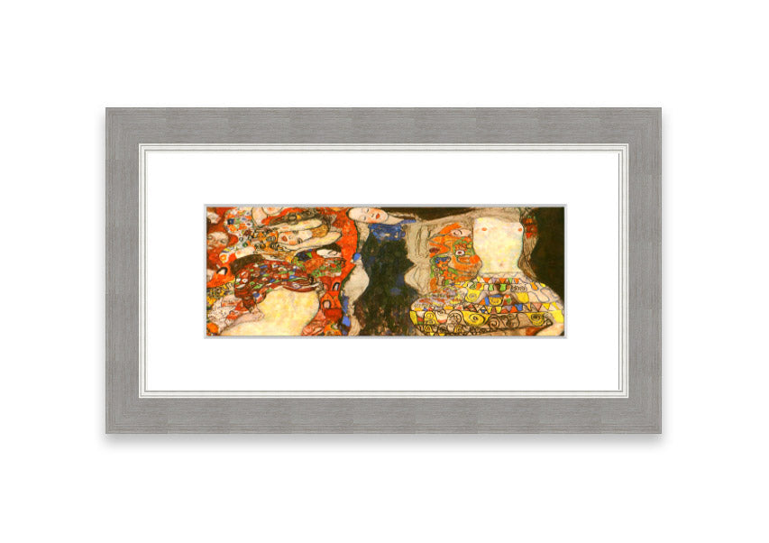 Framed print of Klimt's 'Adorn The Bride With Veil And Wreath', showcasing intricate details and vibrant colors.