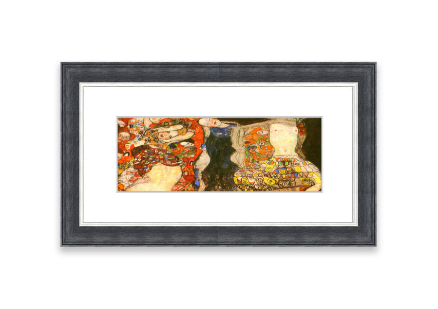 Framed print of Klimt's 'Adorn The Bride With Veil And Wreath', showcasing intricate details and vibrant colors.