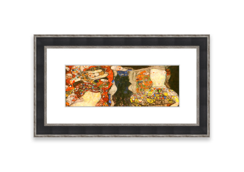 Framed print of Klimt's 'Adorn The Bride With Veil And Wreath', showcasing intricate details and vibrant colors.