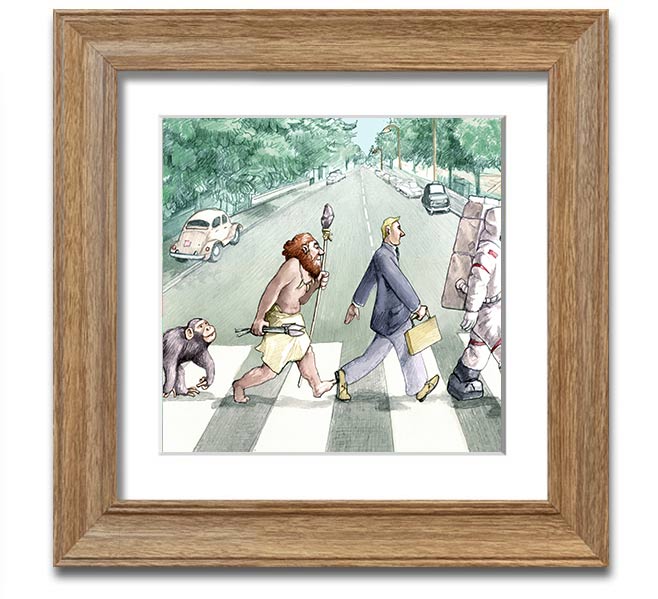 Square framed print titled 'Advancement Of Civilisation', showcasing artistic representation of human progress, available in various frame colours.