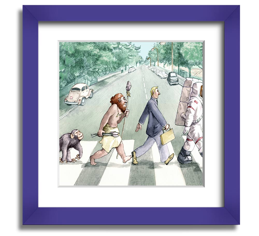 Square framed print titled 'Advancement Of Civilisation', showcasing artistic representation of human progress, available in various frame colours.