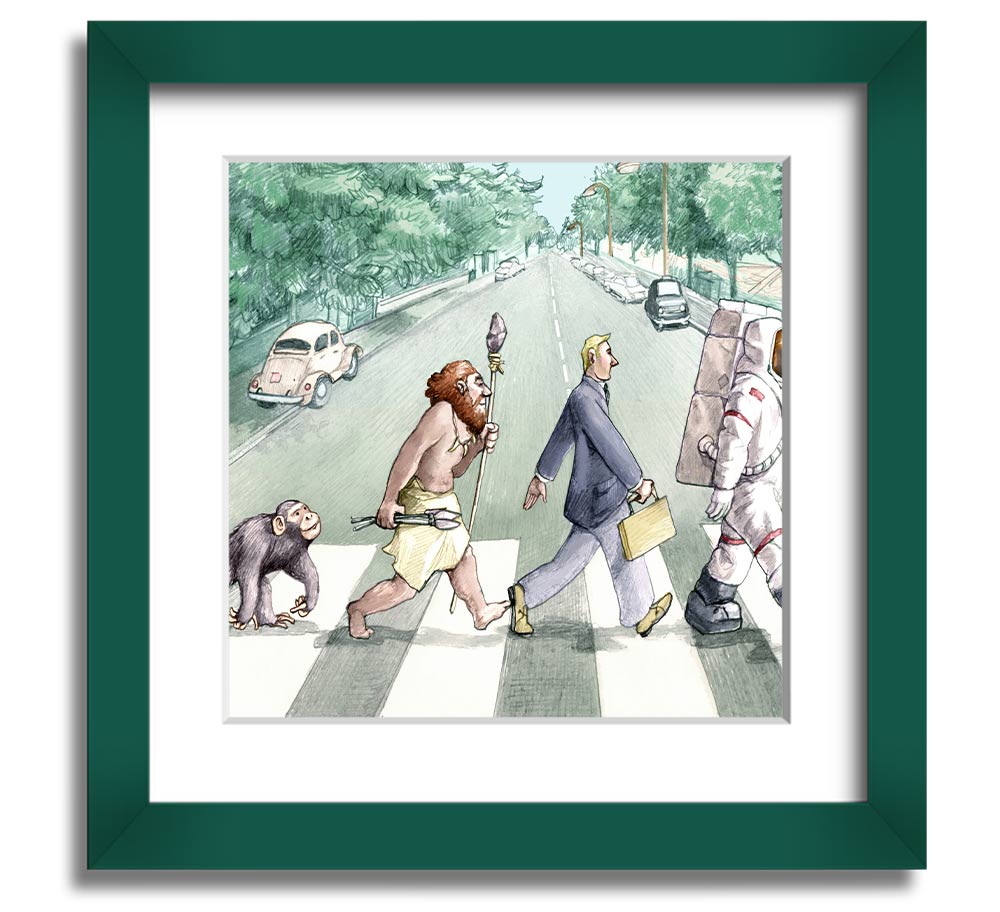 Square framed print titled 'Advancement Of Civilisation', showcasing artistic representation of human progress, available in various frame colours.