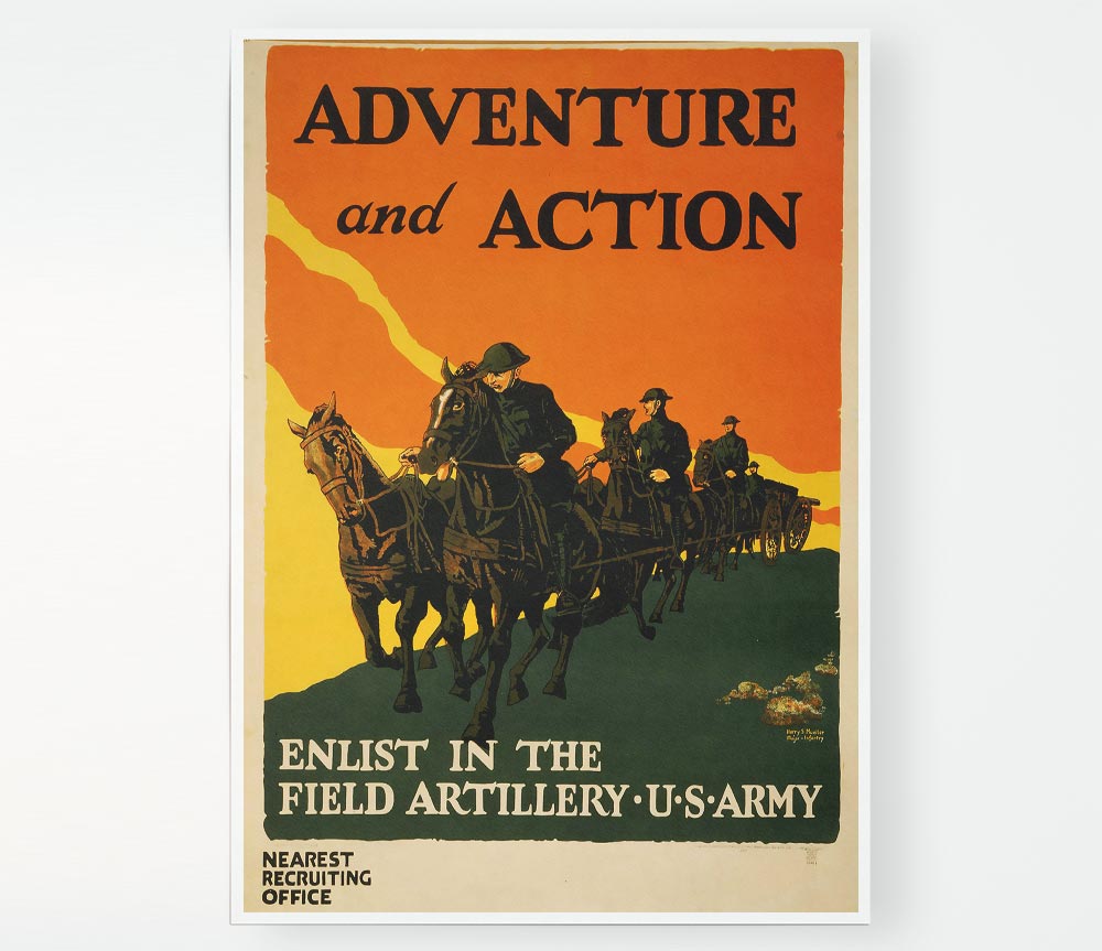 Adventure And Action poster on high-quality canvas, showcasing vibrant colors and dynamic imagery, ready for display or framing.