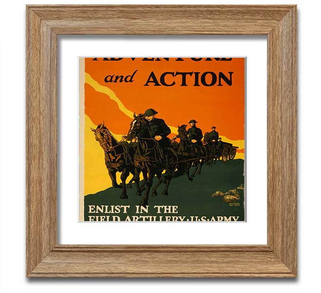 Adventure And Action Square Framed Print in multiple frame colors, showcasing vibrant imagery, ready to hang.