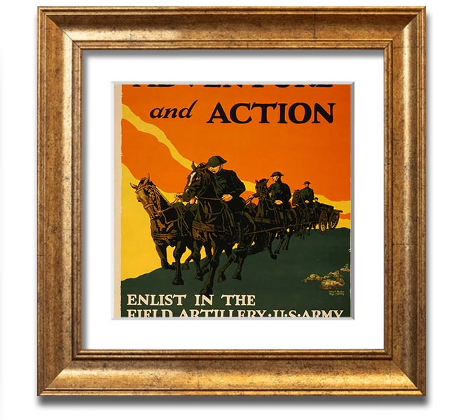 Adventure And Action Square Framed Print in multiple frame colors, showcasing vibrant imagery, ready to hang.