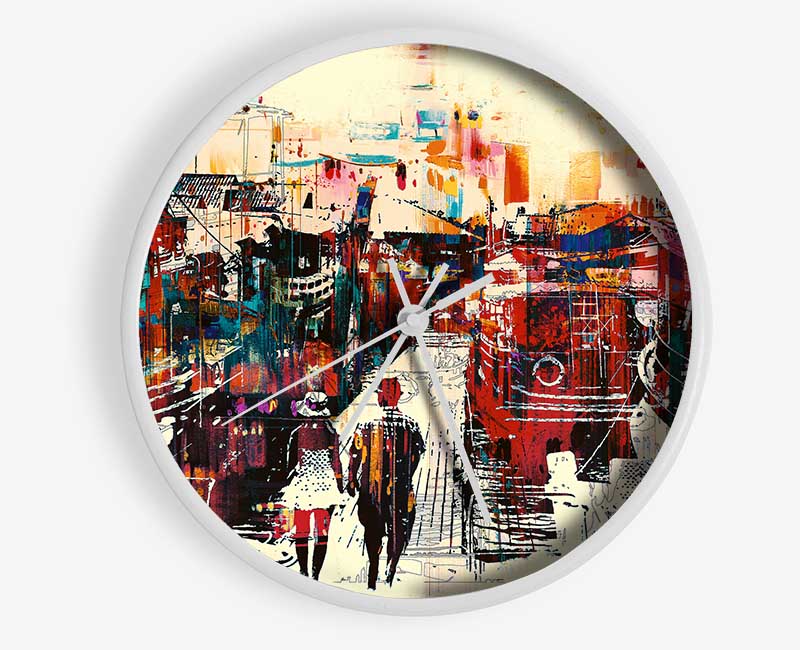 A stylish bamboo wall clock with a round face, available in black, white, and natural frame colors, featuring black or white hands.