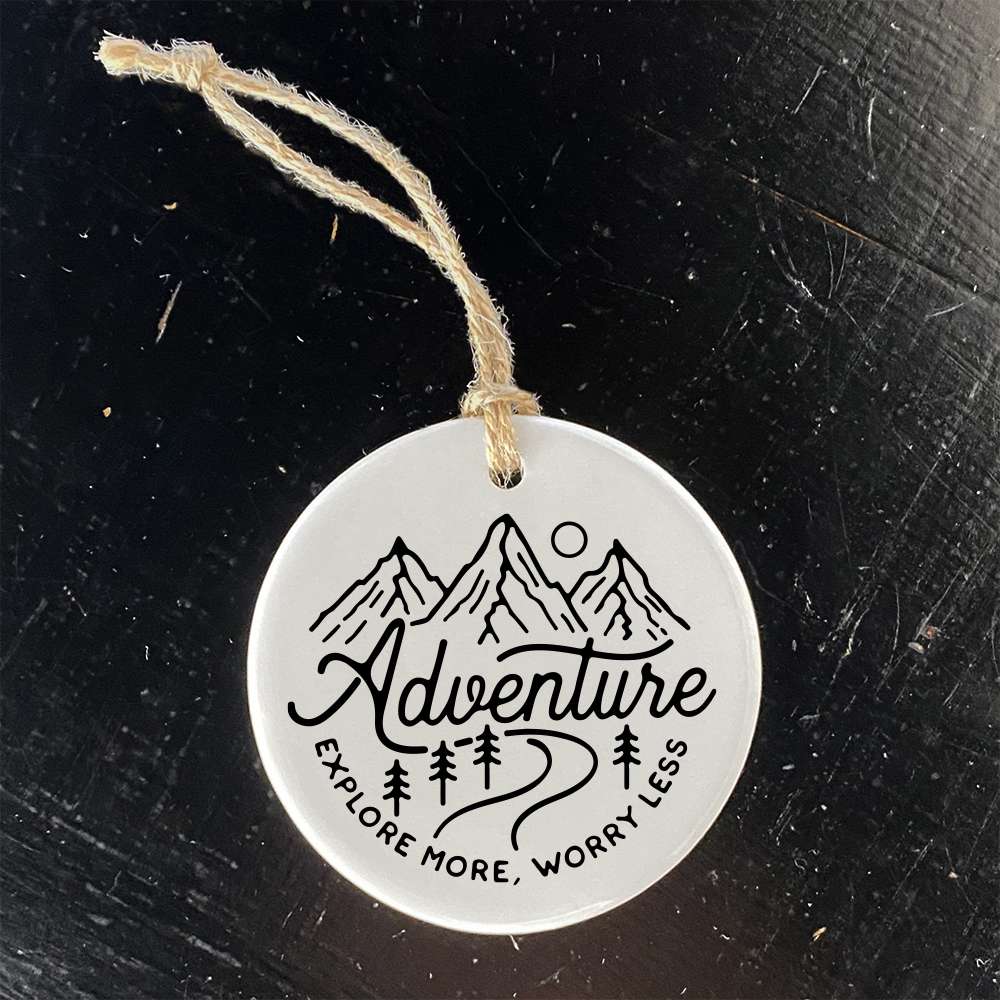 Adventure-Explore More porcelain ornament featuring original designs, perfect for gifting or decoration.