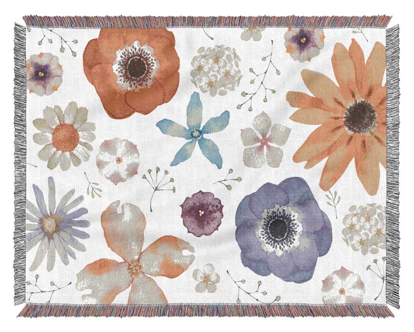 Aerial View Flowers throw blanket showcasing a floral pattern, made from 100% cotton with a luxurious thermal weave.