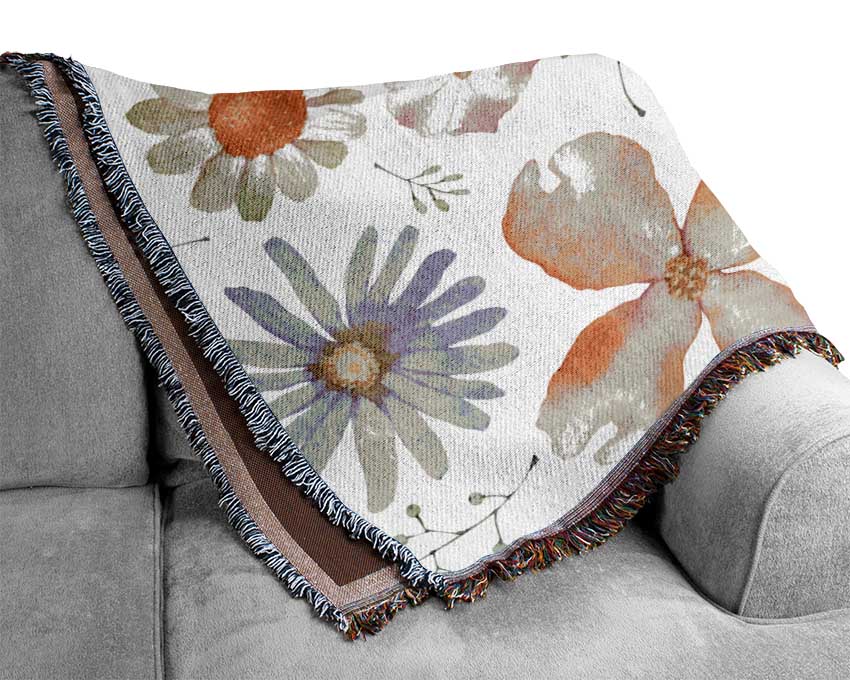 Aerial View Flowers throw blanket showcasing a floral pattern, made from 100% cotton with a luxurious thermal weave.