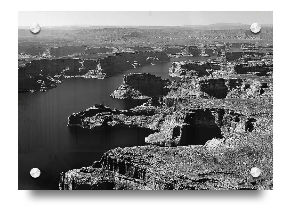 Aerial view of a canyon printed on 5mm thick acrylic glass, showcasing vibrant colors and intricate details.