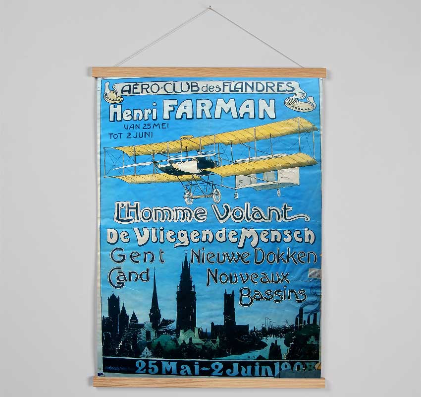 Aero Club wooden poster hangers in black, white, and natural oak displaying prints with magnetic fastening.