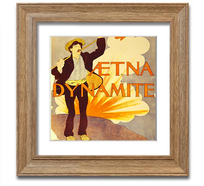 Aetna Dynamite Square Framed Print showcasing vibrant colors and a stylish design, ready to hang.