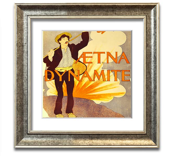 Aetna Dynamite Square Framed Print showcasing vibrant colors and a stylish design, ready to hang.