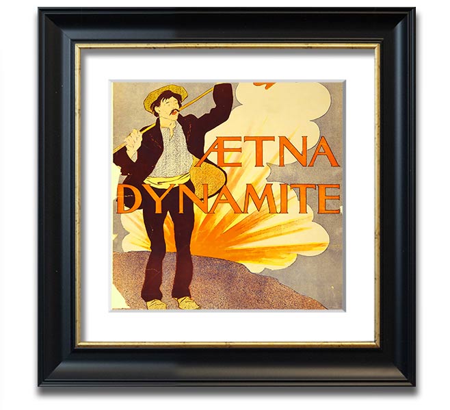 Aetna Dynamite Square Framed Print showcasing vibrant colors and a stylish design, ready to hang.