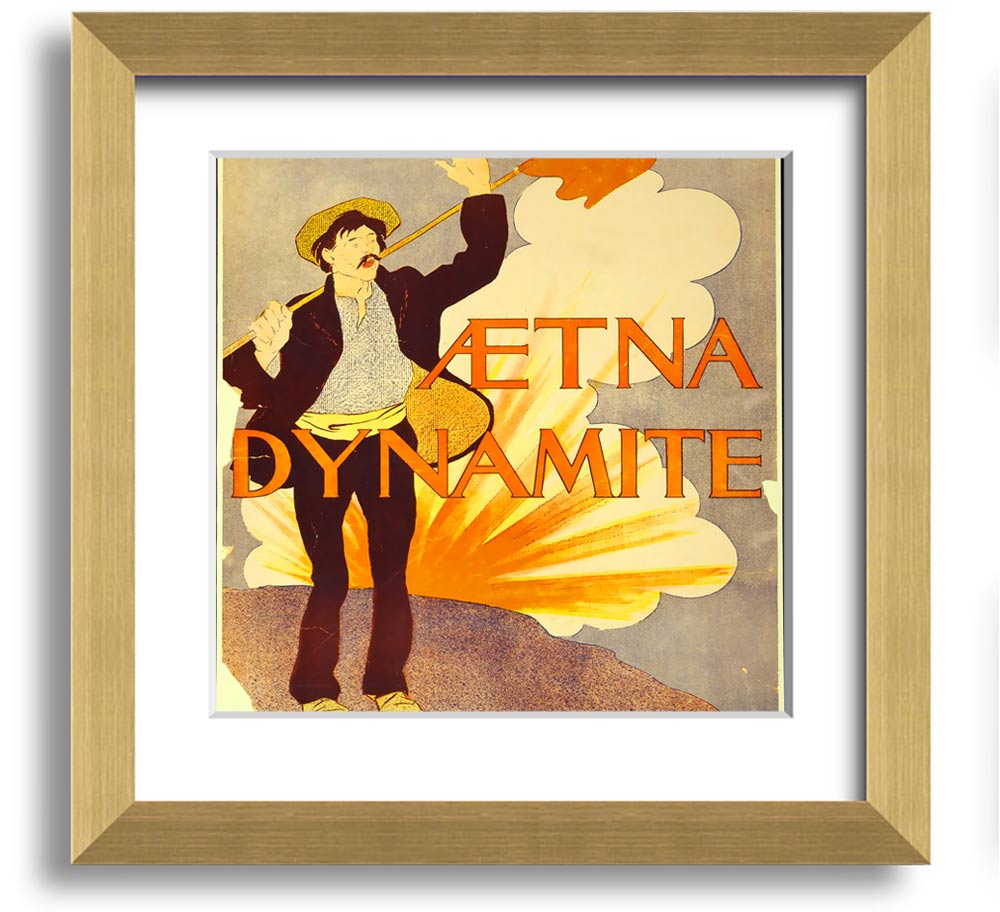 Aetna Dynamite Square Framed Print showcasing vibrant colors and a stylish design, ready to hang.